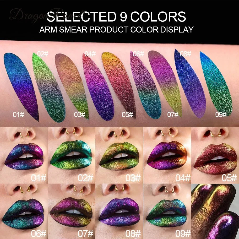 Navy Green Chameleon Glitter Lip & Eye Gloss Stick-4