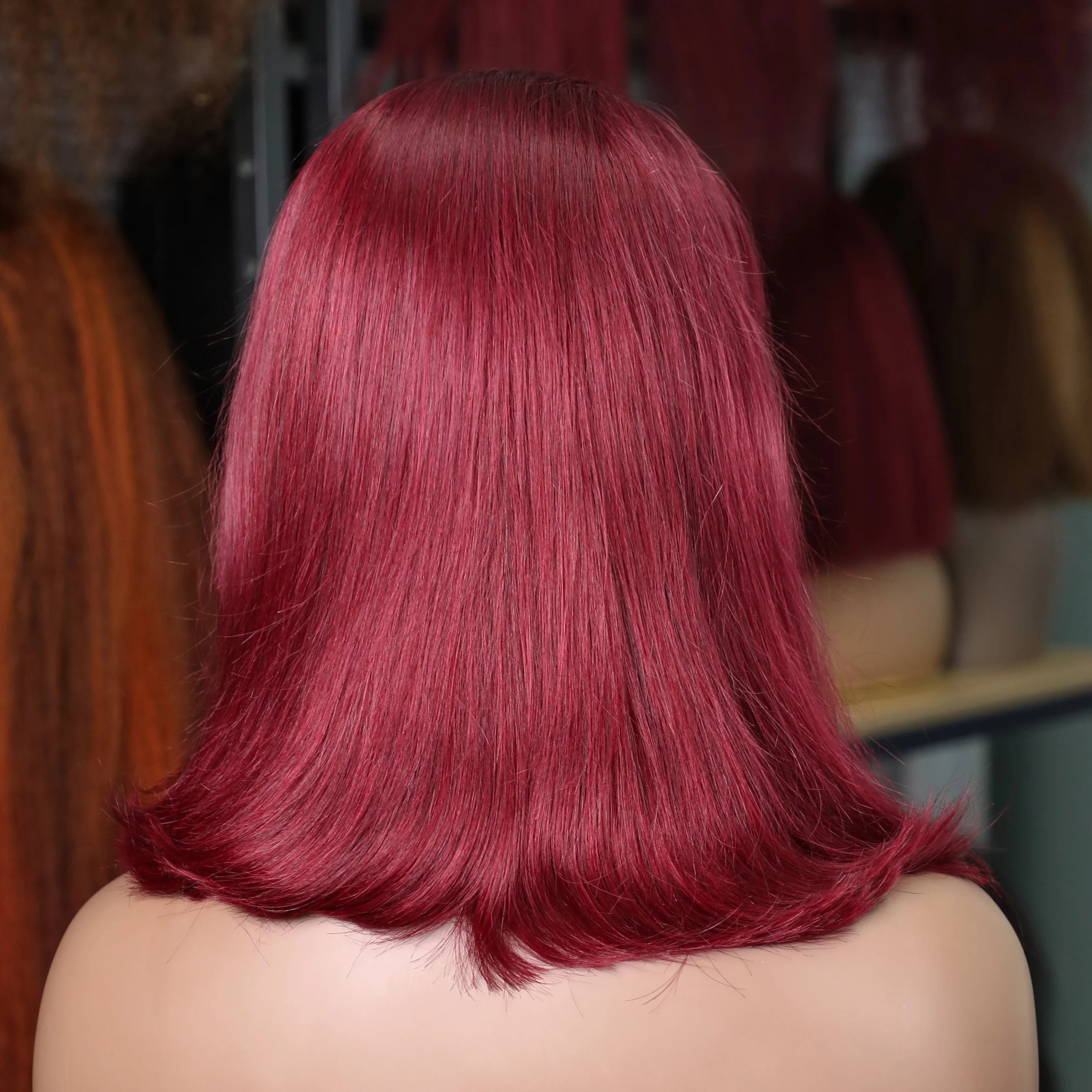 Burgundy Transparent Bob Human Hair Wig-4